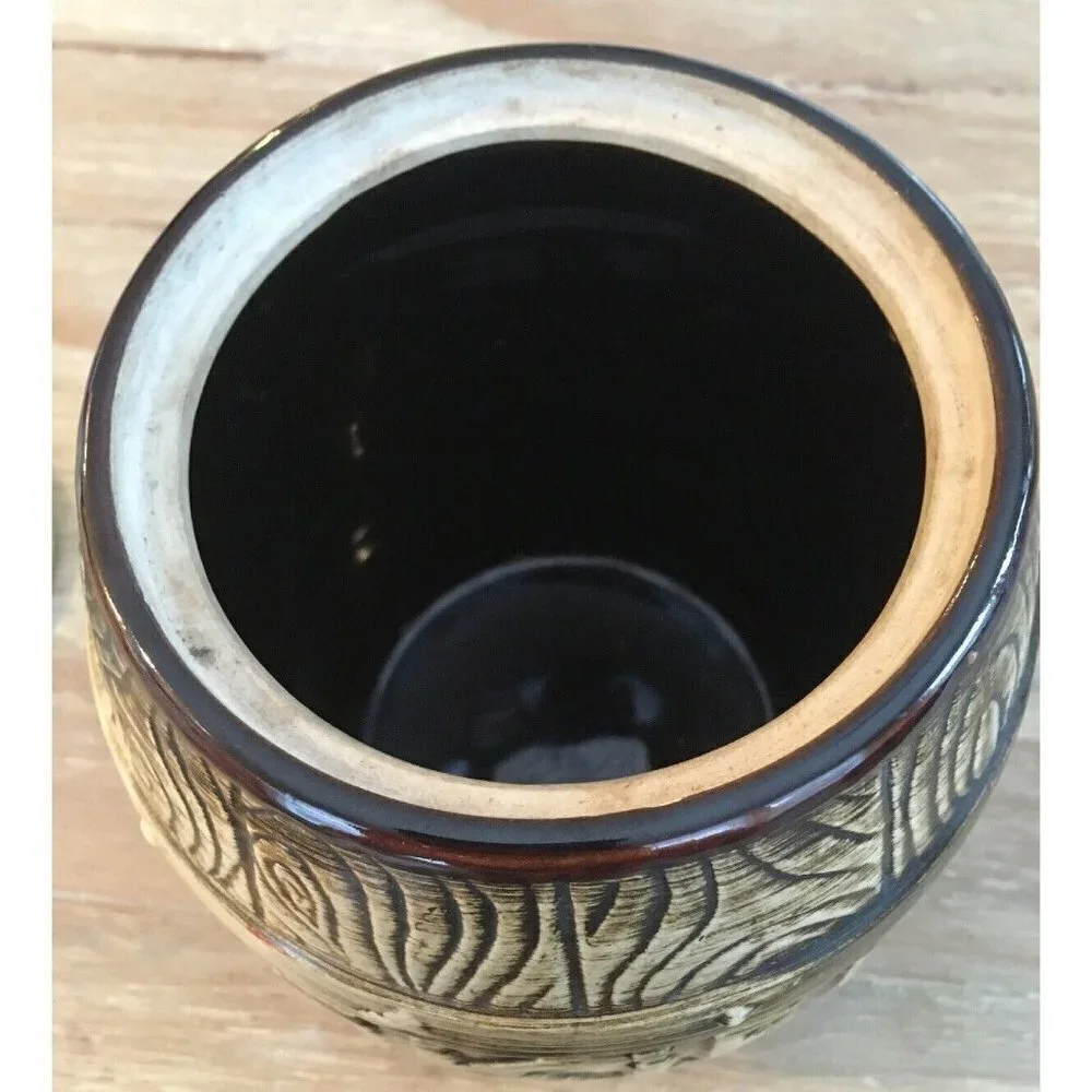 Monmouth Pottery Western Stoneware USA Wood Grain BARREL Cookie Jar - Vtg 1950s